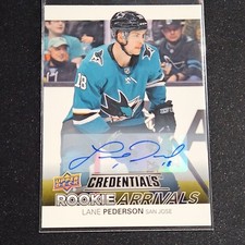Upper Deck 2021-22 Rookie Arrivals Lane Pederson #RA-48 Autograph Sharks