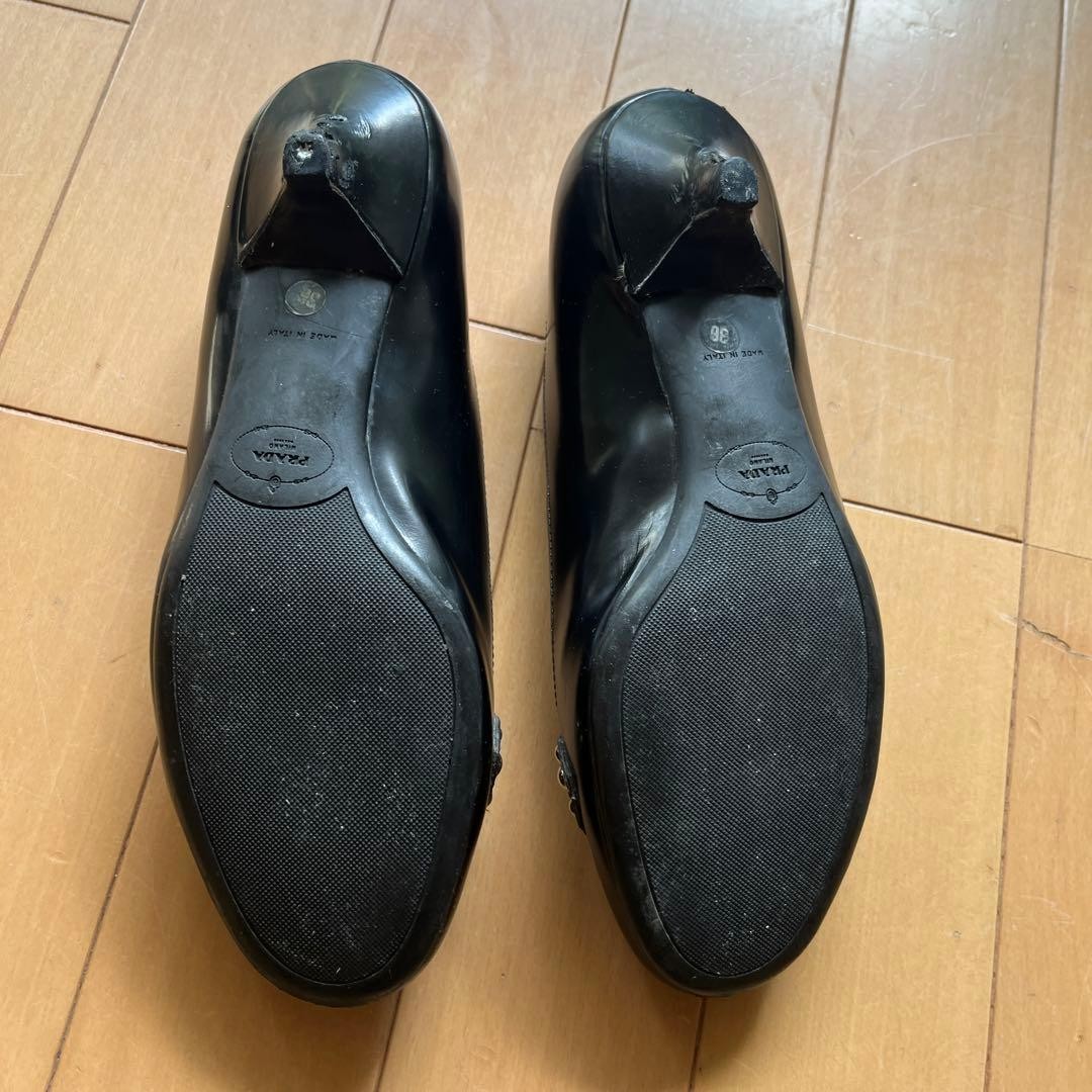 PRADA Women's Buckle Pumps Size:36/JP:23 Leather Black From Japan 135136K Authen thumbnail 5