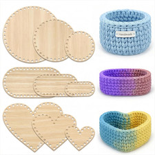 9 Pack Wooden Basket Bottom, 3 Sizes Oval Round Heart-Shaped Blank Basket Bottom
