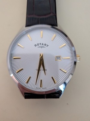 Rotary 1895 Silver Dial Ultra Slim Mens Watch. Good Accent. Brand New.