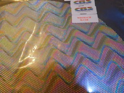 Dichroic Glass:CBS 96 COE-Twizzle Mixture on Cube Textured Thin Clear - 3''Sq