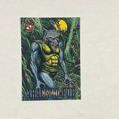 1996 Fleer Skybox Marvel Spiderman Premium 19 Arachno-Foe Man-Wolf Card