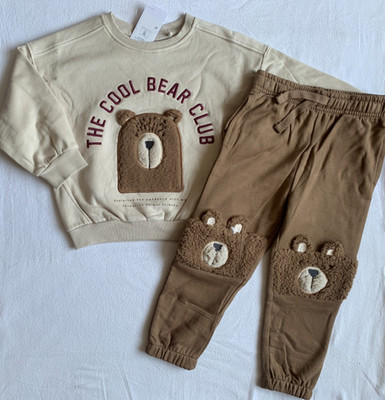 Jungen Bear Club Sweatshirt/Jogginghose Outfit/Set 2-3 Jahre George neu mit Etikett