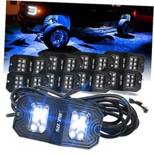 8 Pods Quick Connect Blue Rock Lights, 18 Wide Angle Chips, 4M 8Pcs blue