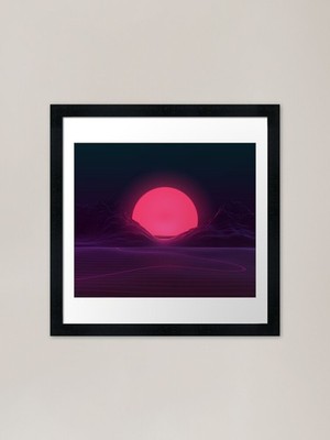 Gerahmter Kunstdruck Neon Sonnenuntergang gerahmt Wandbild Poster Leinwanddruck Bild