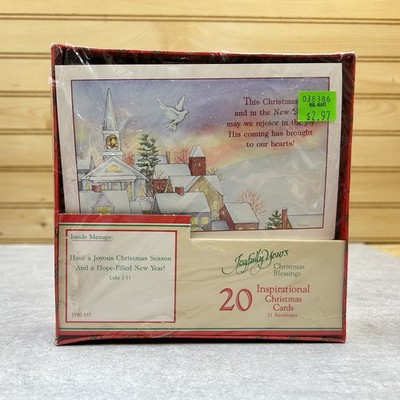 Box of 20 Vintage Joyfully Yours Inspirational Christmas Cards with Envelopes
