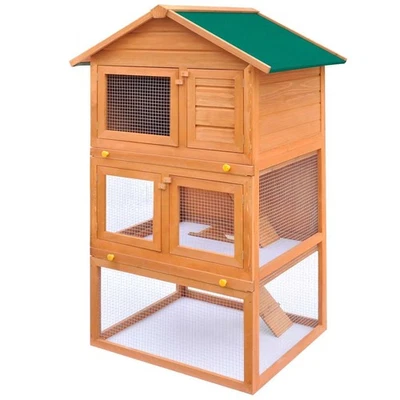 Clapier d'Extérieur 3 Étages Bois Cage pour Lapins Animaux Enclos Lapin vidaXL - Photo 1/4