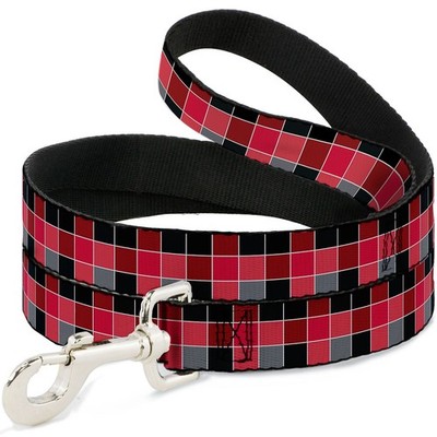 Dog Leash Checker Mosaic Red WIDE 1.5'' (US IMPORT)