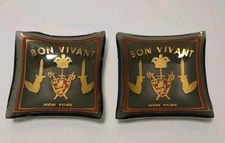 Two Small 2½" Glass Ashtrays Bon Vivant New York square