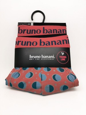 bruno banani short herren unterhose MOON PHASE weinrot blau print 2-er Pack