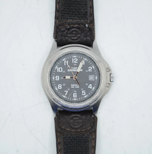 Vintage Timex Expedition Watch Mens Silver Case WR50M - Needs Battery