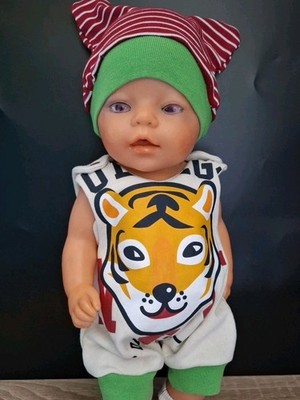 Niedliche Puppen Kleidung 3 tlg.Set,für Babypuppen 43 cm Handmade (K4) 