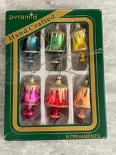 Vintage Pyramid Rauch Christmas Ornaments Set Of 6 Glass Multicolor