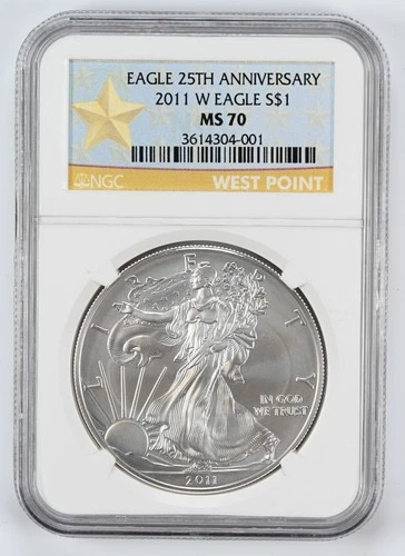 2011-W Silver American Eagle NGC MS70 25th Anniversary 1oz $1