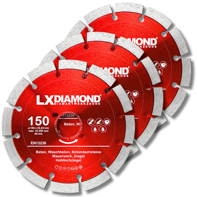 LXDIAMOND 3x Diamantscheibe 150mm Beton passend f Bepo FFS 150 151 Montagefräse 