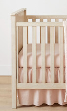 Pottery Barn Kids Baby EUROPEAN LINEN RUFFLE Crib Skirt BLUSH NEW SOLD OUT- NLA