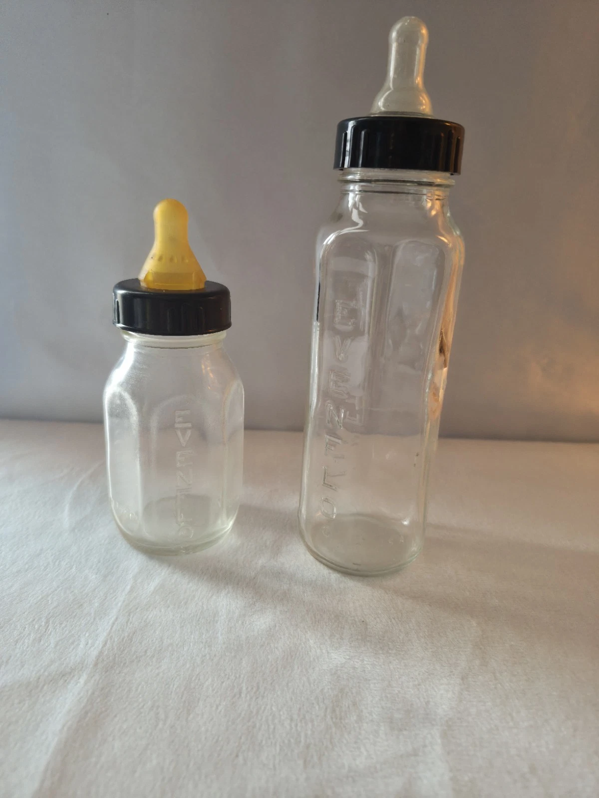 Vintage Evenflo Glass Baby Bottles Oz & CC Marked Retro Nursery Display Lot