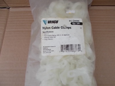 Lot of (200)  VANCO 1''  Nylon Cable Clamps 21-1009C