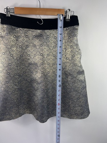 Narciso Rodriguez Skirt Women's Sz 2 Gold Metallic/Blue Black Waistband A-Line - Picture 4 of 10