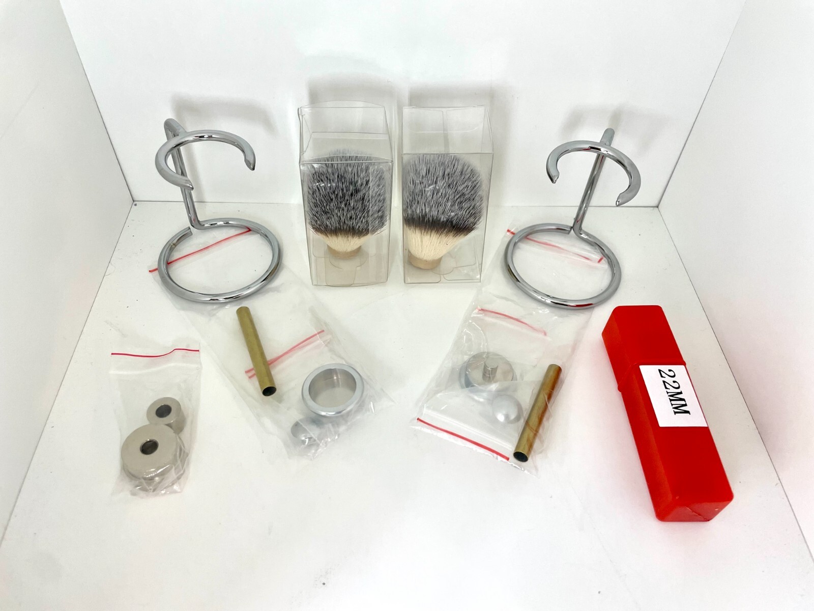 2 * Wood turning Shaving Brush Kit and Stand in Chrome eBay