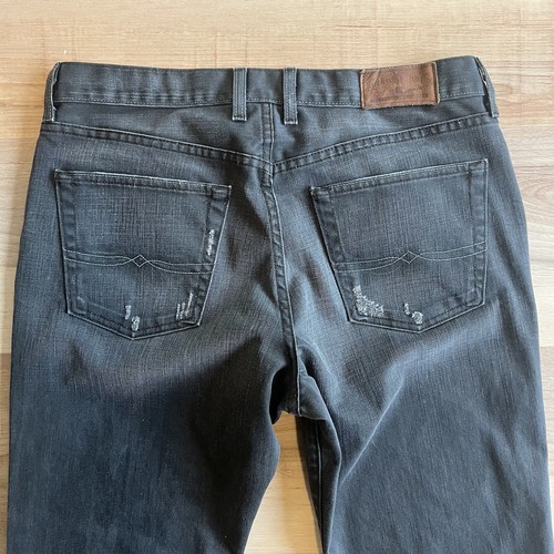 Lucky Brand Slim Bootleg Jeans Dark Wash Button Fly Leather Patch VTG Mens 36x33 - Picture 7 of 12