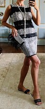 NWT Cream Gray Black Lace Dress Size M