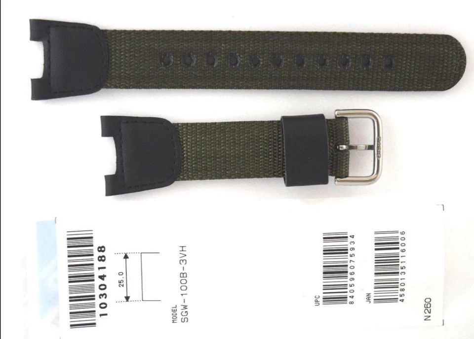 CASIO Band 10304188 Nylon/Leather TWIN SENSOR SGW-100B,SGW100B-3V,SGW-100,SGW100 - Image 4 of 4