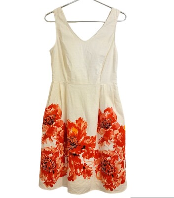 Land's End Sleeveless Cotton Blend Business Casual Floral A-Line Dress Size  8P