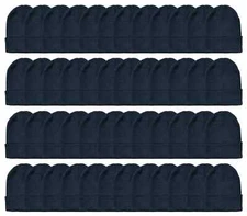 48 Pack Men Women Solid Black Warm Winter Beanies Bulk Cold Weather Knit Cap Lot