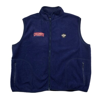 VTG Reebok Men’s The Pump Champs Sports Full Zip Fleece Vest Navy Blue • 2XL