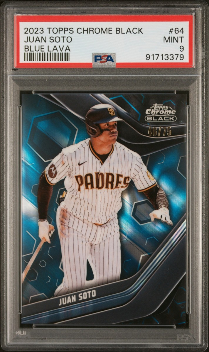 2023 Topps Chrome Black #64 Juan Soto Blue Lava Refractor /75 PSA
