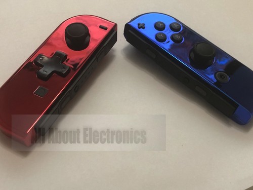 Custom Chrome Blue & RED Nintendo Switch Joy Con Joy-Con JoyCon set Controller - Picture 4 of 5