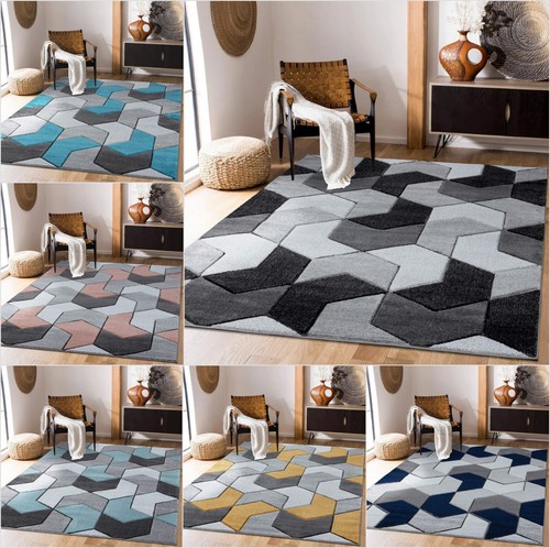 Modern Silver Grey Area Rug - Large Soft Carpet For Living Room, Bedroom, Machine Made