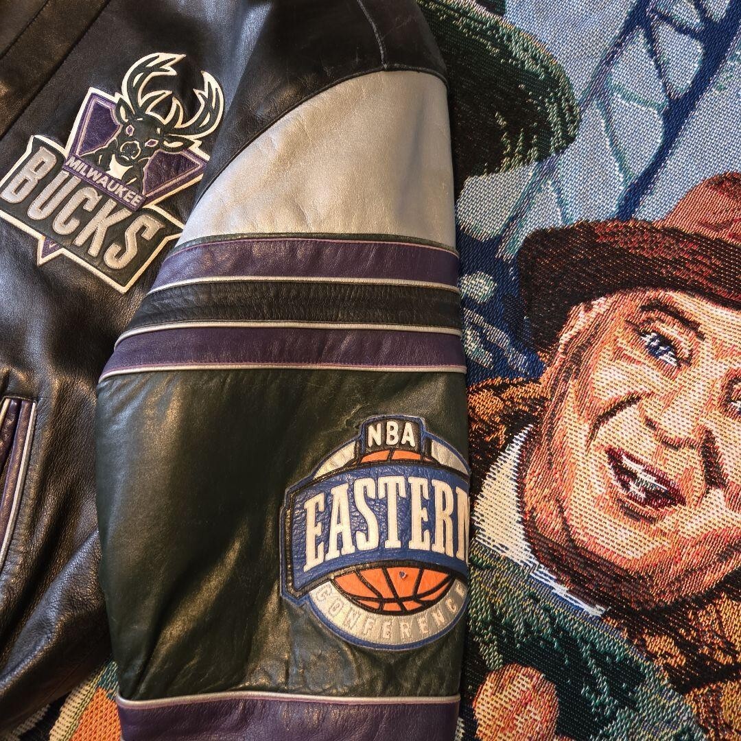Jeff Hamilton Milwaukee Bucks Leather Jacket Size : Large Color