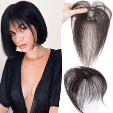 100 Remy Human Hair Extension 360  Cover Clip In Fringe Bangs Wispy Hairpiece