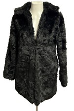 Black Soft Faux Fur Coat With Collar And Side Pockets Uk 8 Eur 36