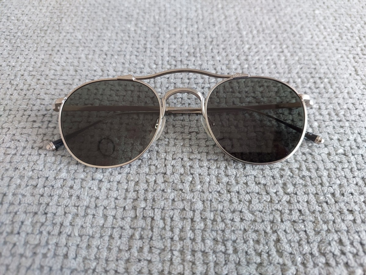 MATSUDA Oval Sunglasses Model M3046 Brushed Silver Green Lenses 52