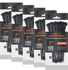 500 Pcs 7" Black Nylon Cable Straps Zip Ties Wire 50 Lbs Tensile Strength