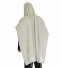 Kosher Tallit Talit Prayer Shawl in 55x74" Made Israel WHITE & silver Atara