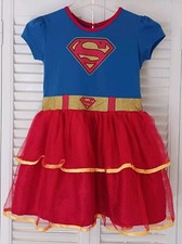 DC Supergirl Costume Girls 7/8 Detachable Cape Hero Halloween Dress-up