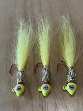 Three hand tied 1/16 crappie jigs 