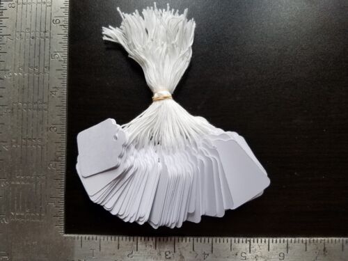 1000 Blank White Merchandise Price Tags with Strings Size #6 Retail Strung Label