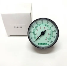 Asco Numatics 214-129 Gauge 0-100 PSI 1/4” NPT 2” Dia. Center Back Mount ~NEW~