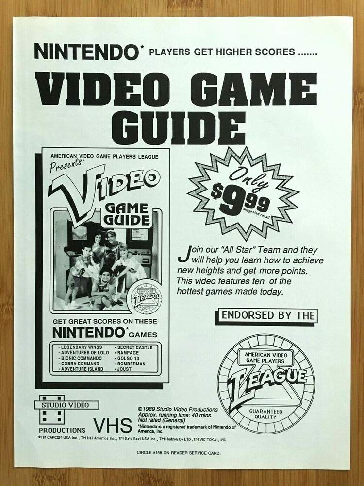 1989 Nintendo Video Game Guide VHS Print Ad/Poster Official Vintage NES Art Rare