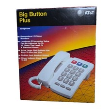 VTG AT T Big Button Plus Telephone 905 Lucent Bell White Grey 12 Number Mem EUC