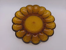 Vintage Amber Color Indiana Glass Deviled Egg Platter