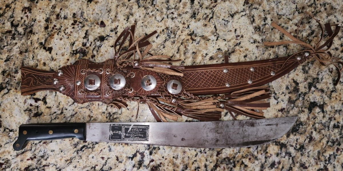 Vintage La Marca Corneta Solingen Machete Gebrweyerberg w/Leather