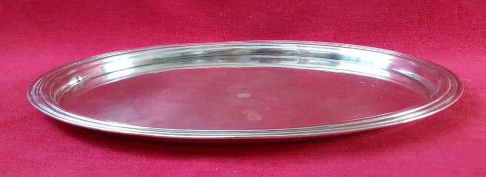 Argent , PLATEAU OVALE poinçonné métal ARGENTÉ 45 cm  X 34,5 cm - Photo 2/4