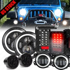 Fog&LED Headlights Tail Light Turn Signal Lamp Combo For Jeep Wrangler JK 07-18