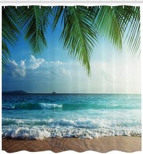 Beach Shower Curtain with Hooks Holiday Style Waterproof Bathroom Decor 72-Inchs